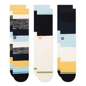 Stance 3-Pack Crew Socks, Casual Combed Cotton Blend, Size L(Shoe size 9-13)
